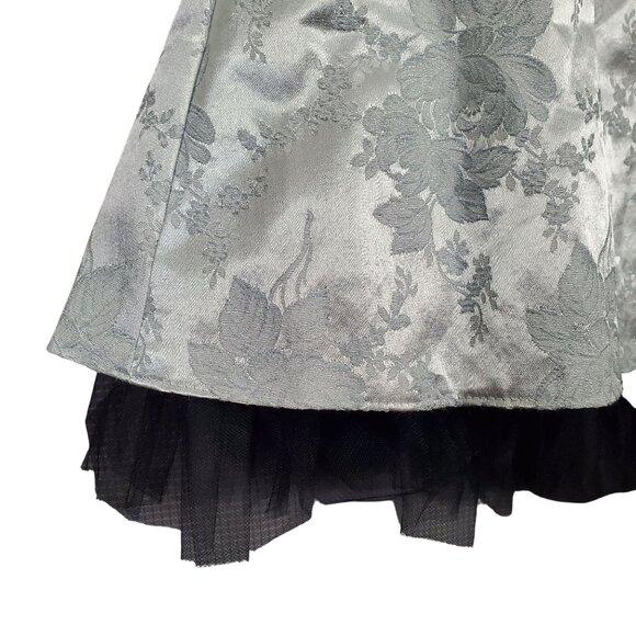 Jessica McClintock Gunne Sax 7 8 Dress Strapless Floral Metallic Brocade Tulle - Picture 9 of 16
